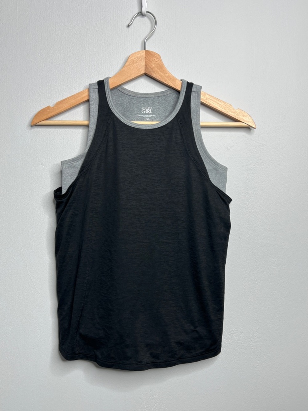 Athleta Girl Black and Gray Layer Tank Girls Size 12 (L)
